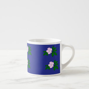 Tasse Expresso Fleurs roses sur bleu marine