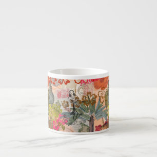 Tasse Expresso Fleurs vintages Hula Colorful Hawaiian Tropical