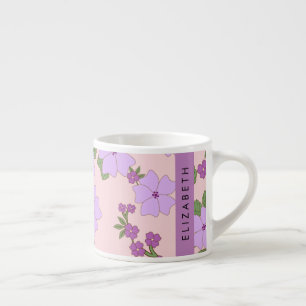 Tasse Expresso Fleurs Violettes, Motif De Fleurs, Votre Nom
