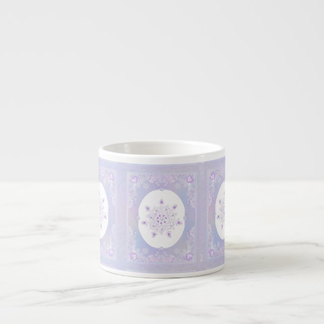 Tasse Expresso flocon de neige violet clair et coeur étincelant (Devant)