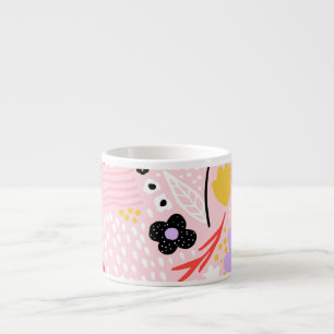 Tasse Expresso Floral Abstrait : Design Vintage créatif.