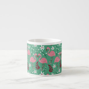 Tasse Expresso Floral flamingo sans couture motif rose vert