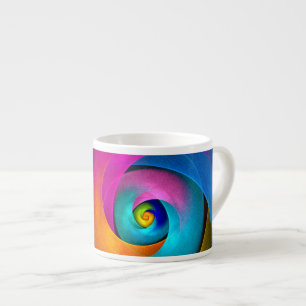 Tasse Expresso Floral moderne Art Abstrait rose Bleu Motif #17