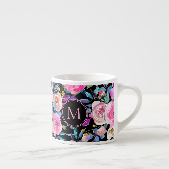 Tasse Expresso Floral rose monogramme (Droite)