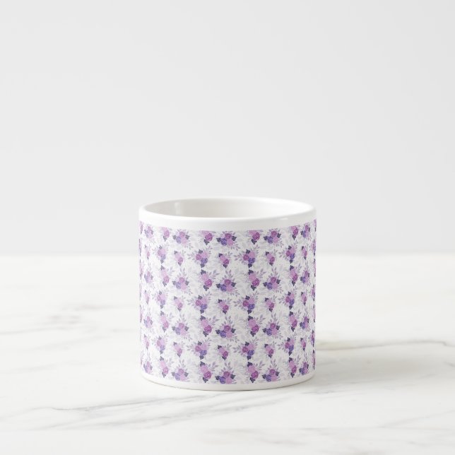 Tasse Expresso Floral rose violet assez (Devant)
