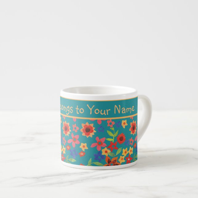 Tasse Expresso Flore rétro chic sur la Mug Espresso personnalisée (Devant droit)