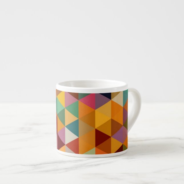 Tasse Expresso Fond vintage de motif de triangles (Devant droit)