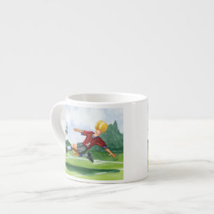 Tasse Expresso Footballeur donnant un coup de pied une boule par