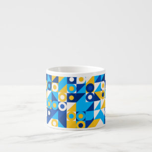 Tasse Expresso Formes En Motif Bleu-Jaune À La Mode Sans Faille