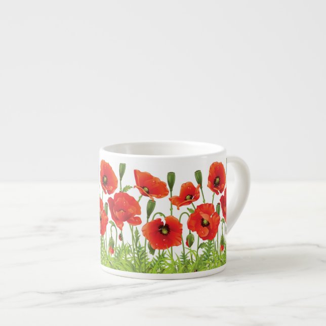 Tasse Expresso Frontière horizontale avec le pavot rouge (Devant droit)