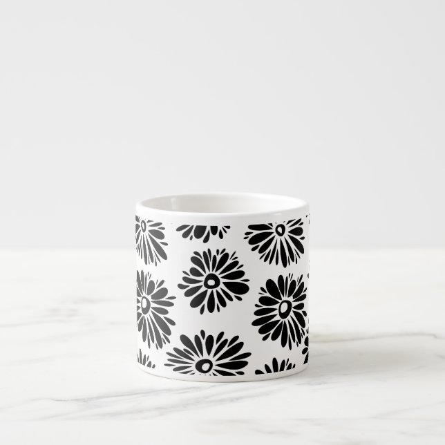 Tasse Expresso Funky Black et blanc floral (Devant)