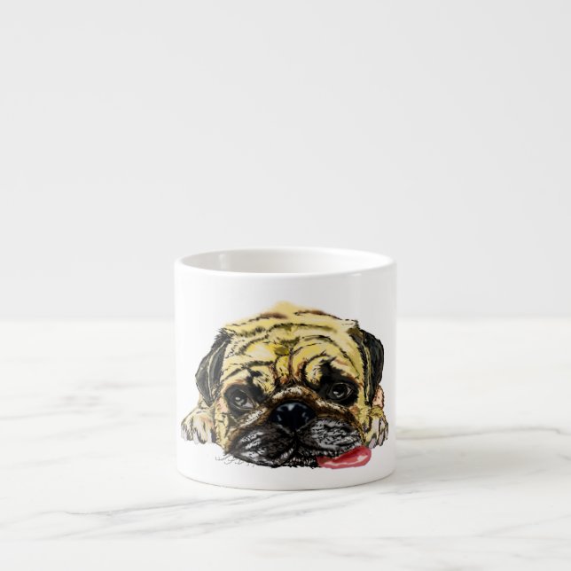 Tasse Expresso Funny Espresso Cup avec chien Carlin (Devant)