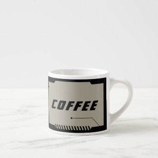 Tasse Expresso Futur SciFi Espace, Cadres Noirs sur Beige