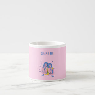 Tasse Expresso Gémeaux rose, zodiaque, impression de signe du zod
