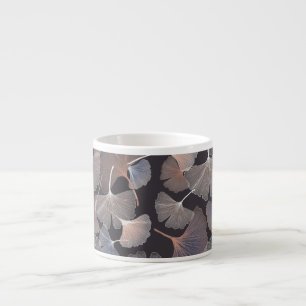 Tasse Expresso Ginkgo feuilles : élégant motif naturel.