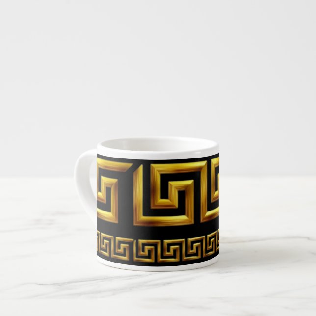 Tasse Expresso Golden Greek Meander Key of Life (Devant gauche)
