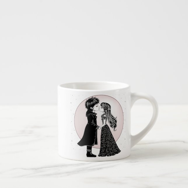 Tasse Expresso Gothique Emo Enfants Kiss Valentine's Day (Droite)
