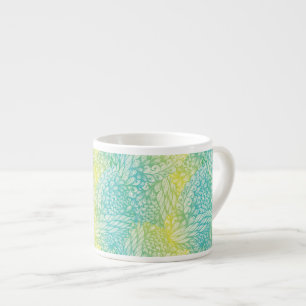 Tasse Expresso Gradient jaune et bleu vintage floral