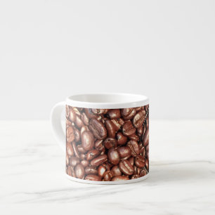 Tasse Expresso Grains de café rôtis avec la photographie argentée