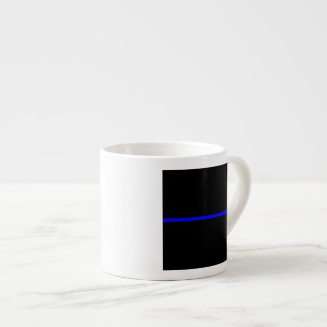 Tasse Expresso Graphique Symbolique de ligne bleue mince (Devant droit)