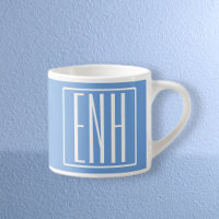 Gras moderne 3 initiales Monogramme | Bleu doux