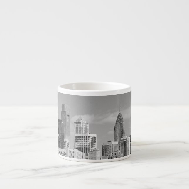 Tasse Expresso gratte-ciel de Philly noir et blanc (Devant)