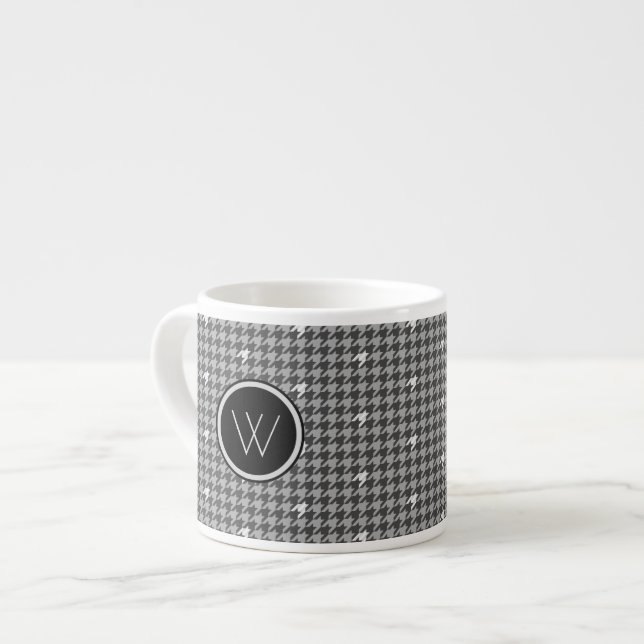 Tasse Expresso Gris avec Houndstooth Accent Argent Bouge de spéci (Devant gauche)