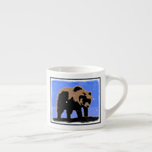 Tasse Expresso Grizzly Bear en hiver - Art original de la faune