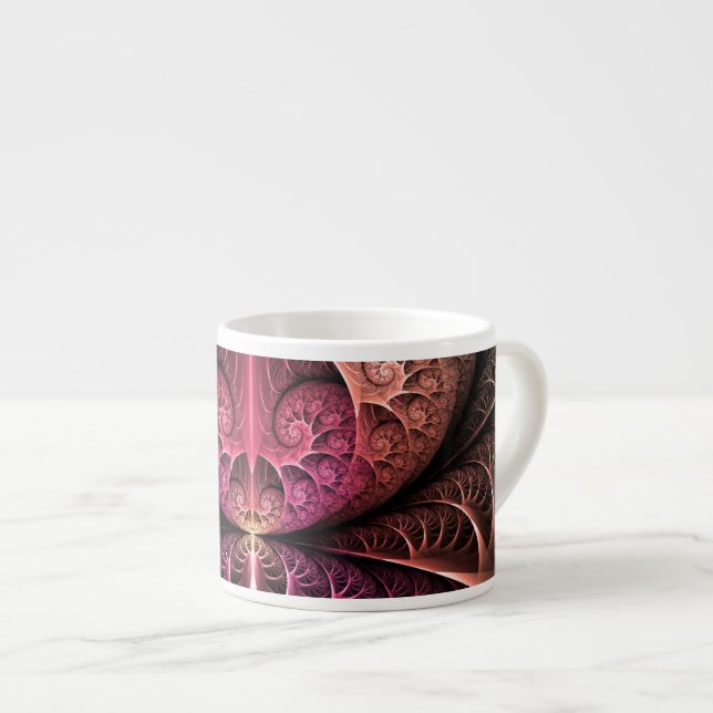 Tasse Expresso Heartbeat, Abstrait surreal Imaginaire Fractal Art (Devant droit)