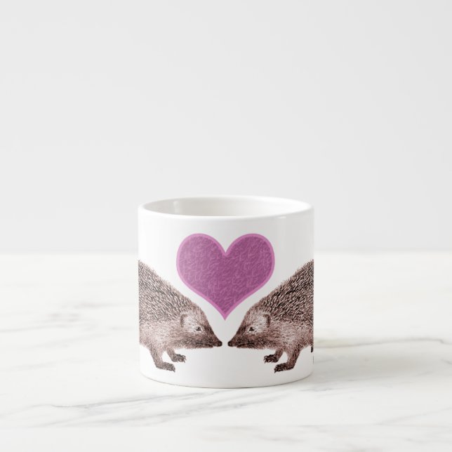 Tasse Expresso Hérissons dans le dessin mignon d'amour pour des (Devant)