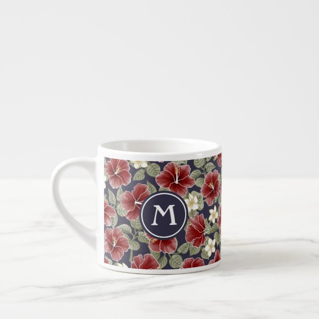 Tasse Expresso Hibiscus et Plumeria - Maroon (Gauche)