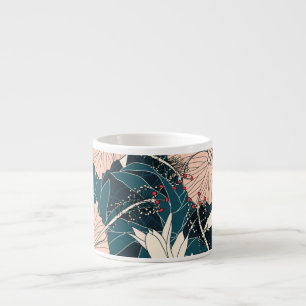 Tasse Expresso Hibiscus rose tropical, arrière - plan sombre