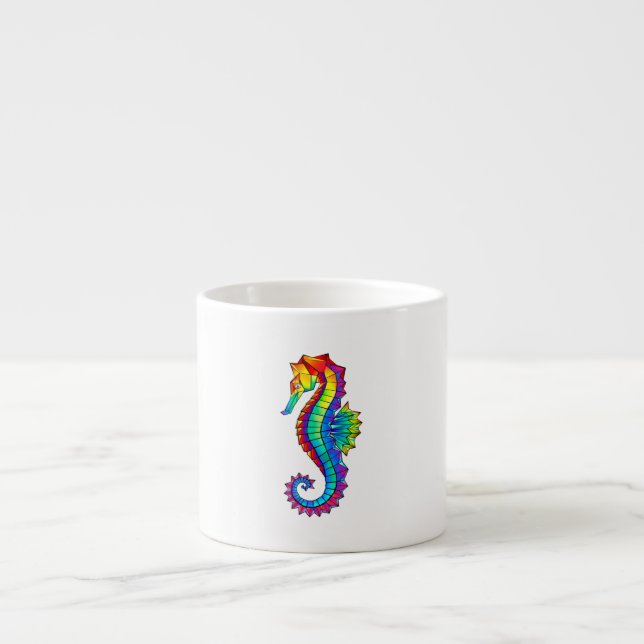 Tasse Expresso Hippocampe polygonal arc-en-ciel (Devant)
