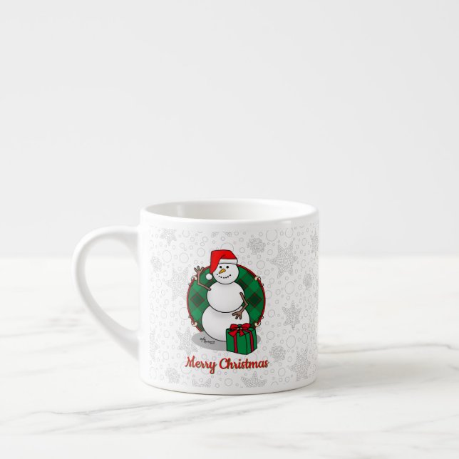 Tasse Expresso Ho Ho Joyeux Noël Père Noël mignonne Snowman (Gauche)