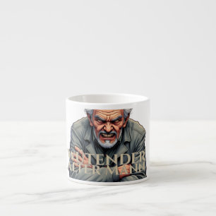 Tasse Expresso Homme âgé en colère – Illustration de dessin animé