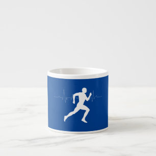 Tasse Expresso Homme coureurs Silhouette sur Arrière - plan bleu