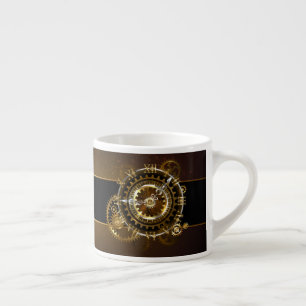 Tasse Expresso Horloge Steampunk avec des engrenages anciens