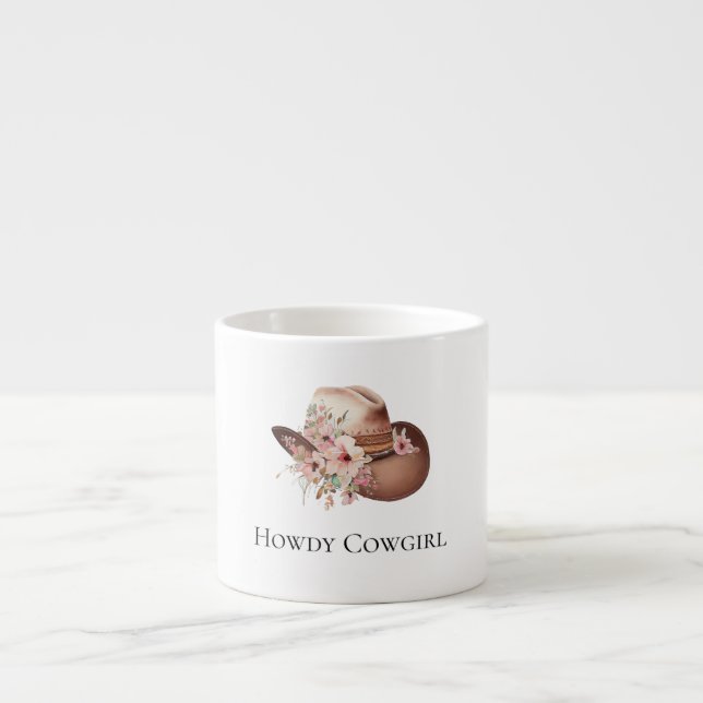 Tasse Expresso Howdy Cowgirl Floral Casquette (Devant)