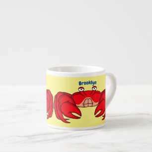 Tasse Expresso Illustration de crabe rouge mignon en style cartoo