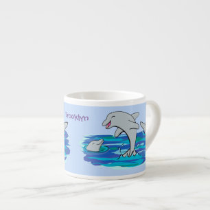 Tasse Expresso Illustration de dauphins heureux adorables