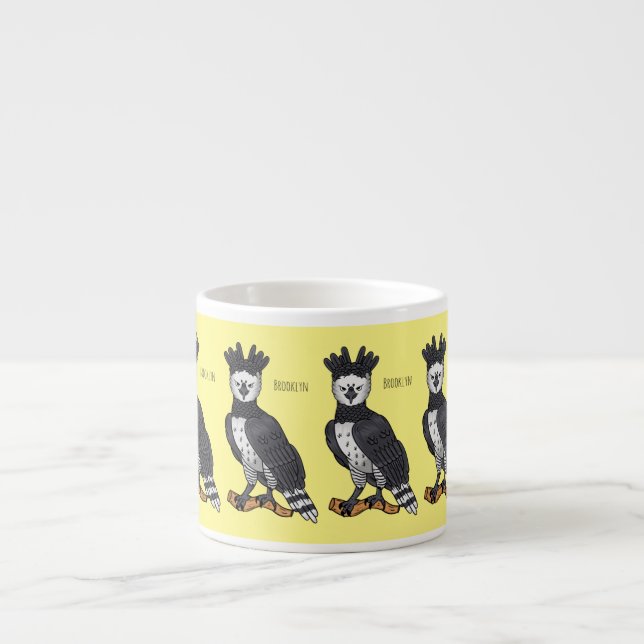 Tasse Expresso Illustration de dessin animé d'aigle harpie (Devant)