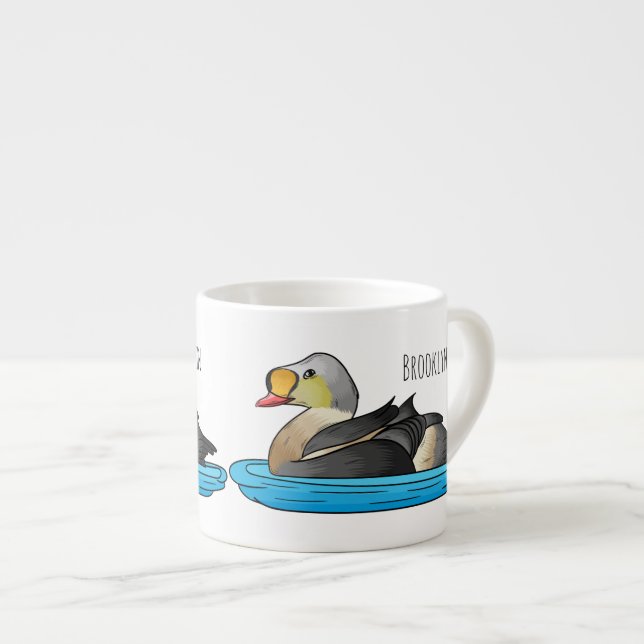 Tasse Expresso Illustration de dessin animé d'eider à tête royale (Devant droit)