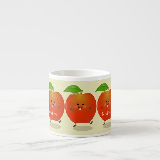 Tasse Expresso Illustration de dessin animé sur la pomme de danse (Devant)