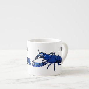 Tasse Expresso Illustration de l'écrevisse marron bleu