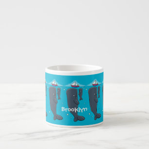 Tasse Expresso Illustration de mignons baleines et voiliers