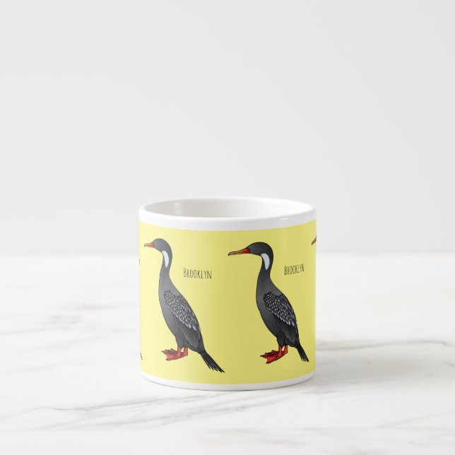 Tasse Expresso Illustration d'oiseau cormoran à pattes rouges (Devant)