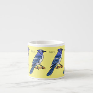 Tasse Expresso Illustration d'oiseau de jay bleu