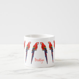 Tasse Expresso Illustration du perroquet de macaw Scarlet
