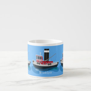 Tasse Expresso Illustration d'un bateau à chalutier mignon