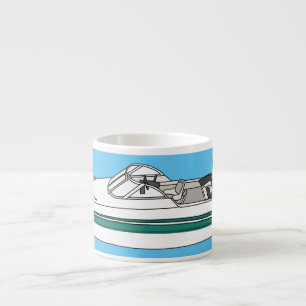 Tasse Expresso Illustration d'un bateau à moteur